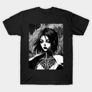 Monochrome Mystique: Dark Art Showcase in Black and White T-Shirt